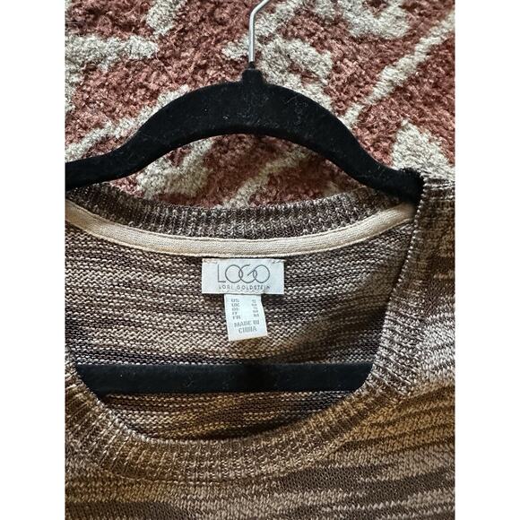 Lori Goldstein Brown Knit Sleeveless Tunic Tank Lace Trim Womens Small S - Picture 2 of 8
